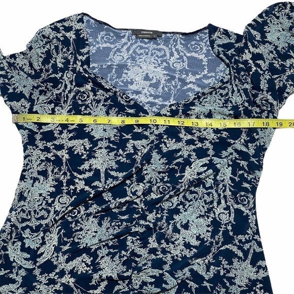 MAXIME Navy Blue Floral Long Sleeve Top Size Large - Picture 6 of 13